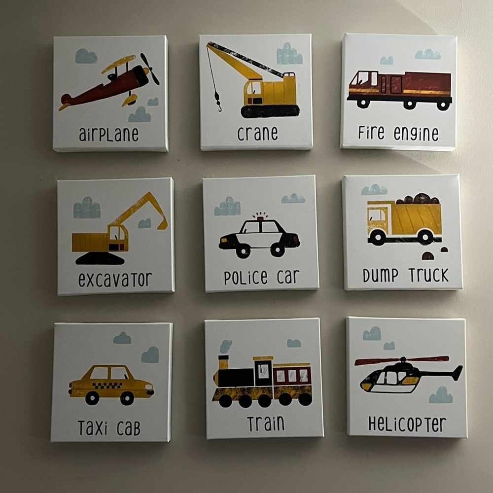 Assorted cars/trucks canvas wall decoration